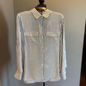 Max Studio Black and White Striped Casual Shirt